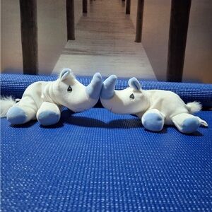 Plush Rhino Toy Pair - White and Blue precious moments tender tales